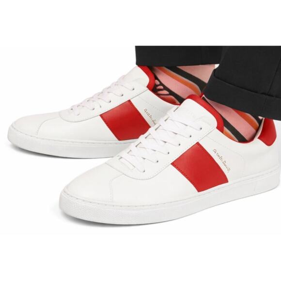 Paul Smith Unisex White and Red Leather Sneakers main image 4